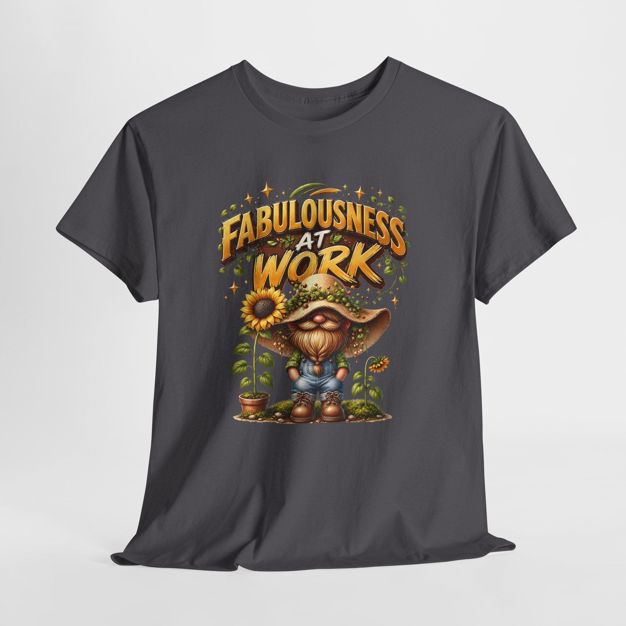 Graphic Tee - "Fabulousness at Work" Cute Gardener Sunflower T-Shirt