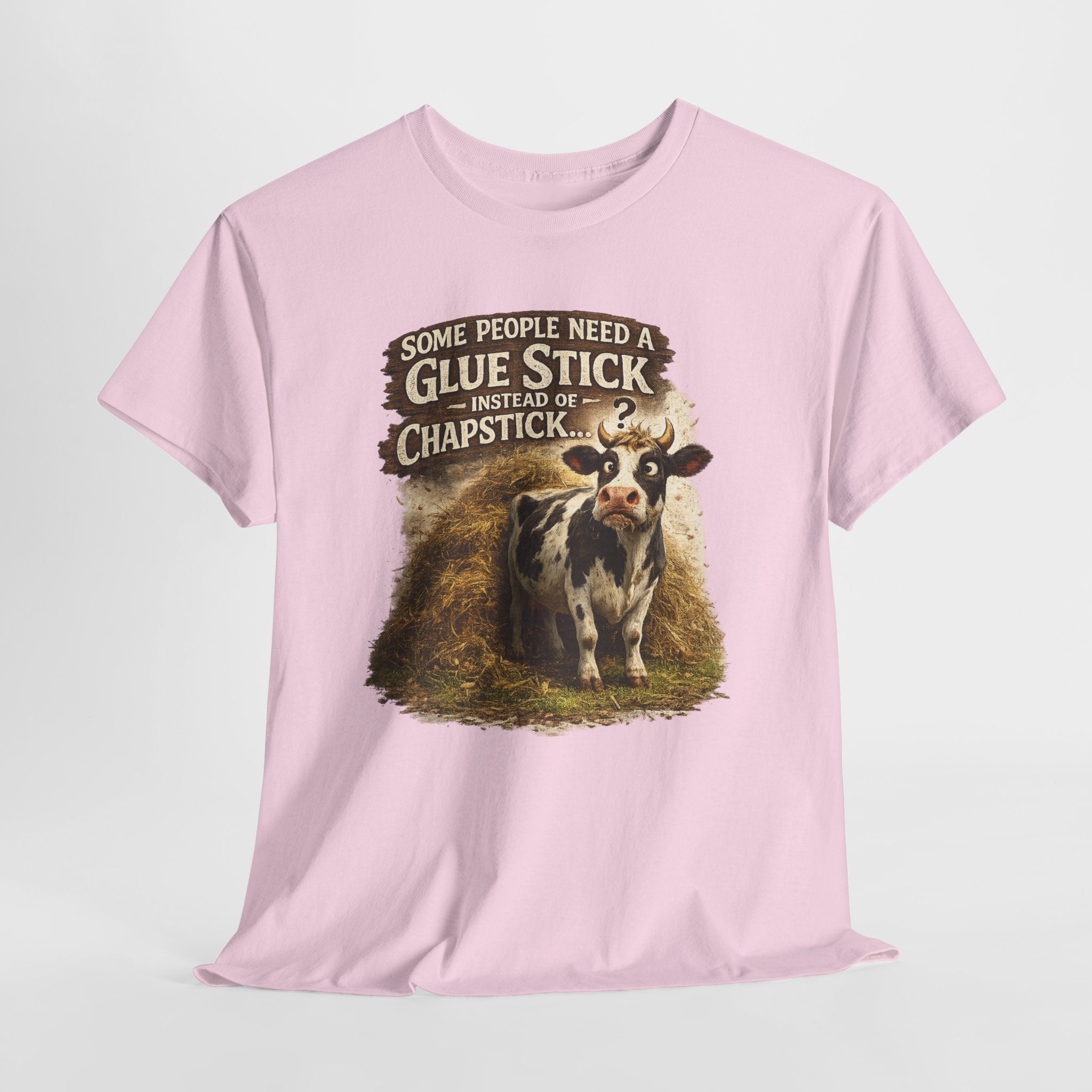 Funny Cow Farm Shirt – “Some People Need a Glue Stick Instead of Chapstick” – Sarcastic Farm Humor T-Shirt – Country Life Graphic Tee Gift for Farmers