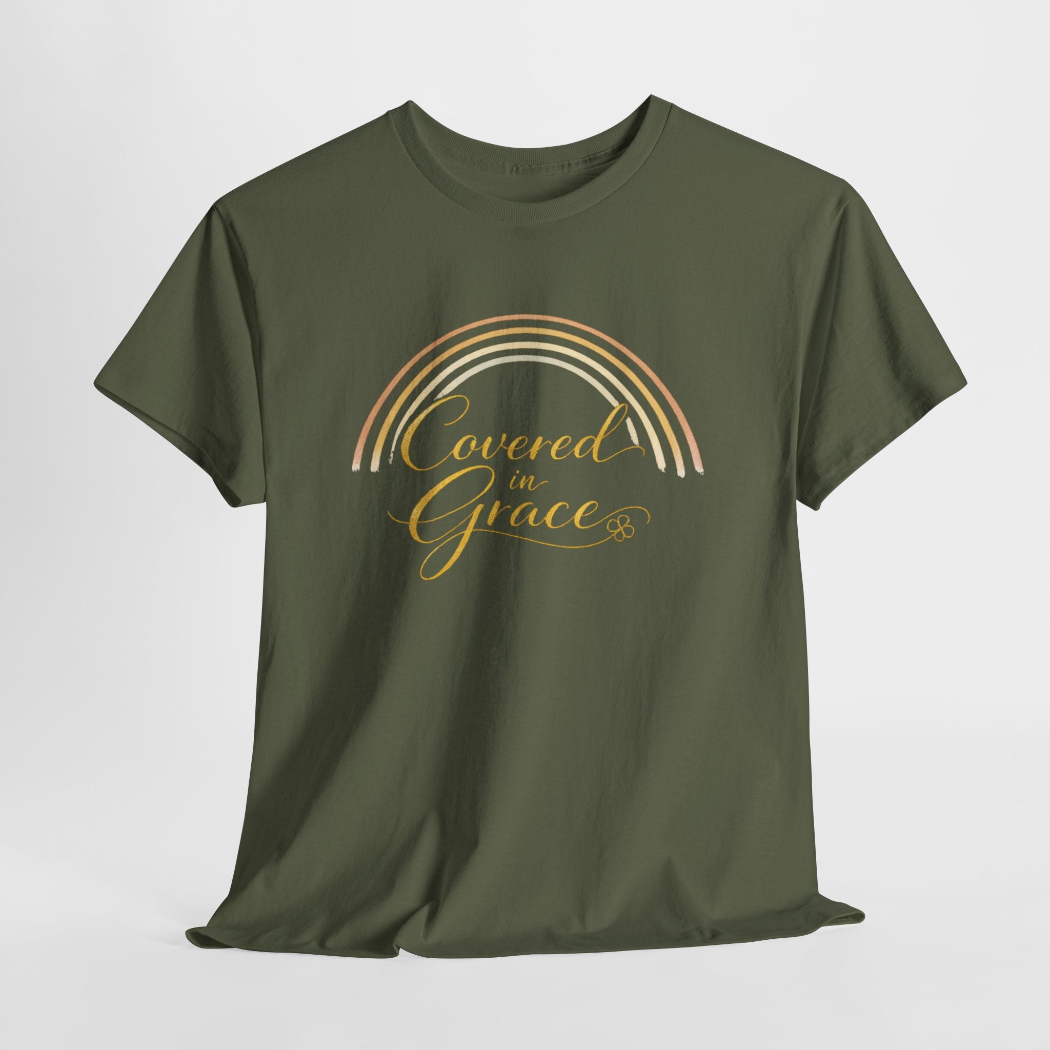 Covered in Grace Shirt | Christian Women’s T-Shirt | Faith Based Apparel | Inspirational Religious Tee | Purple Gold Christian Gift