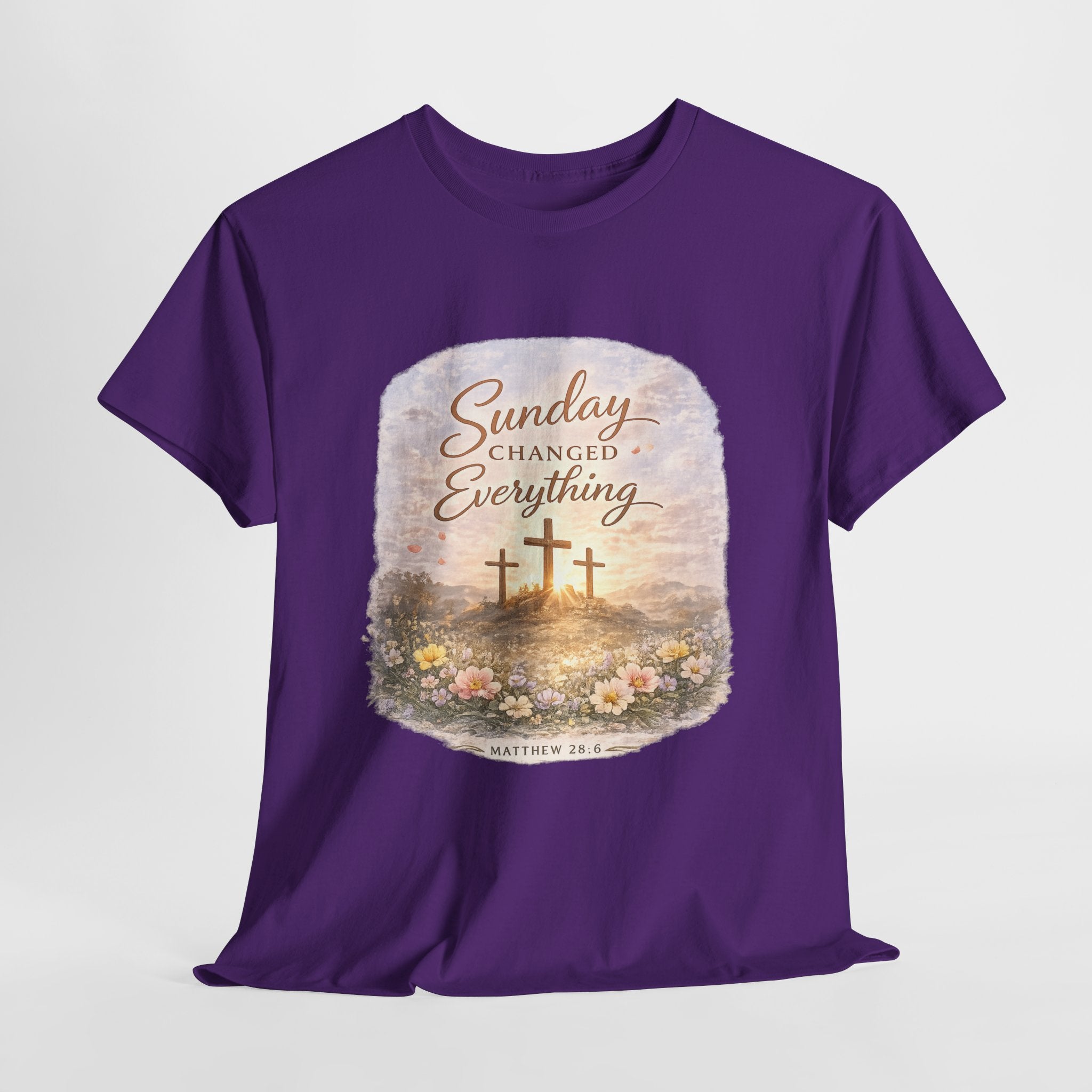 Sunday Changed Everything Christian Shirt – Matthew 28:6 Bible Verse – Easter Resurrection Cross Shirt – Christian Faith Graphic Tee