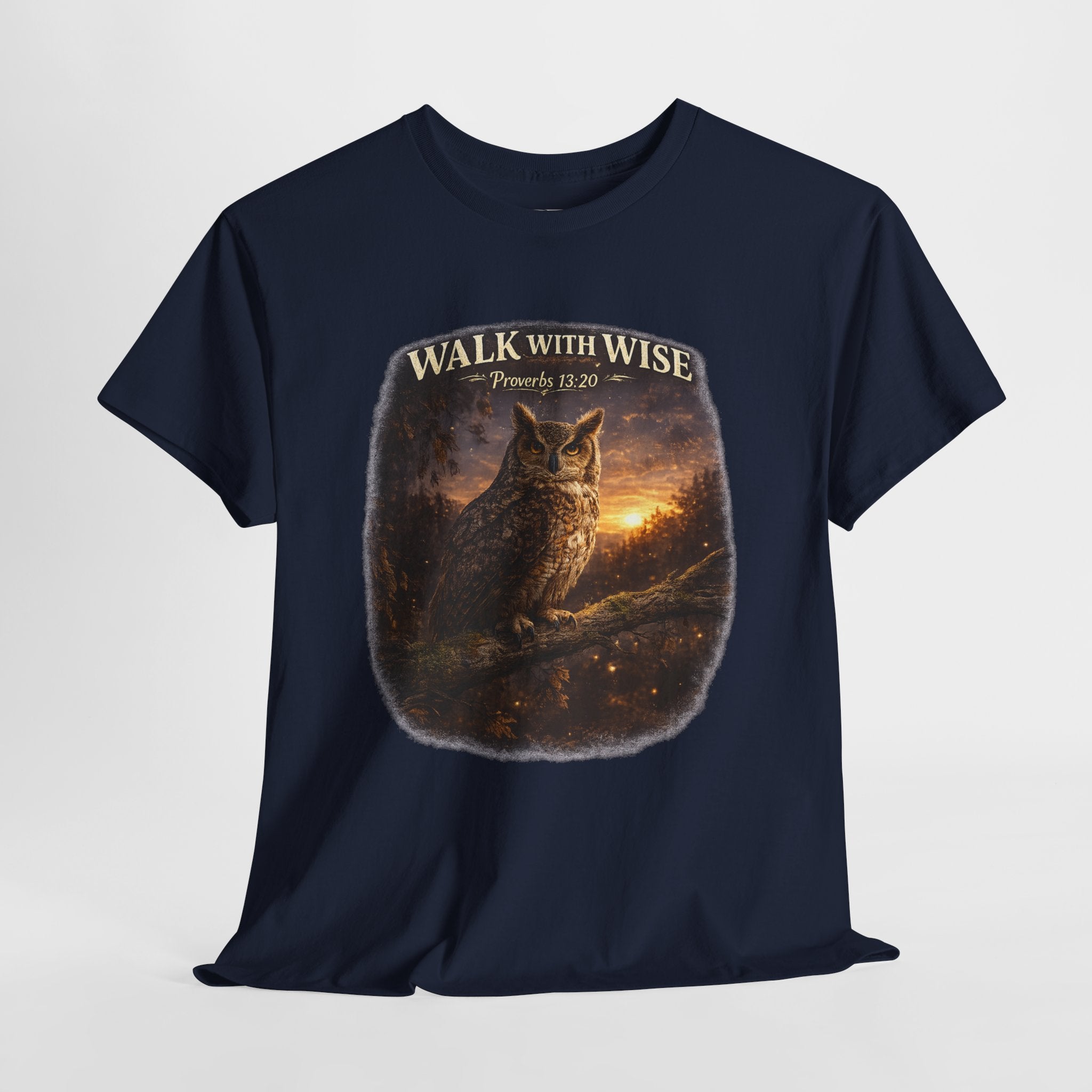 Walk With the Wise Christian Owl Shirt – Proverbs 13:20 Bible Verse – Wisdom Scripture Faith Graphic Tee