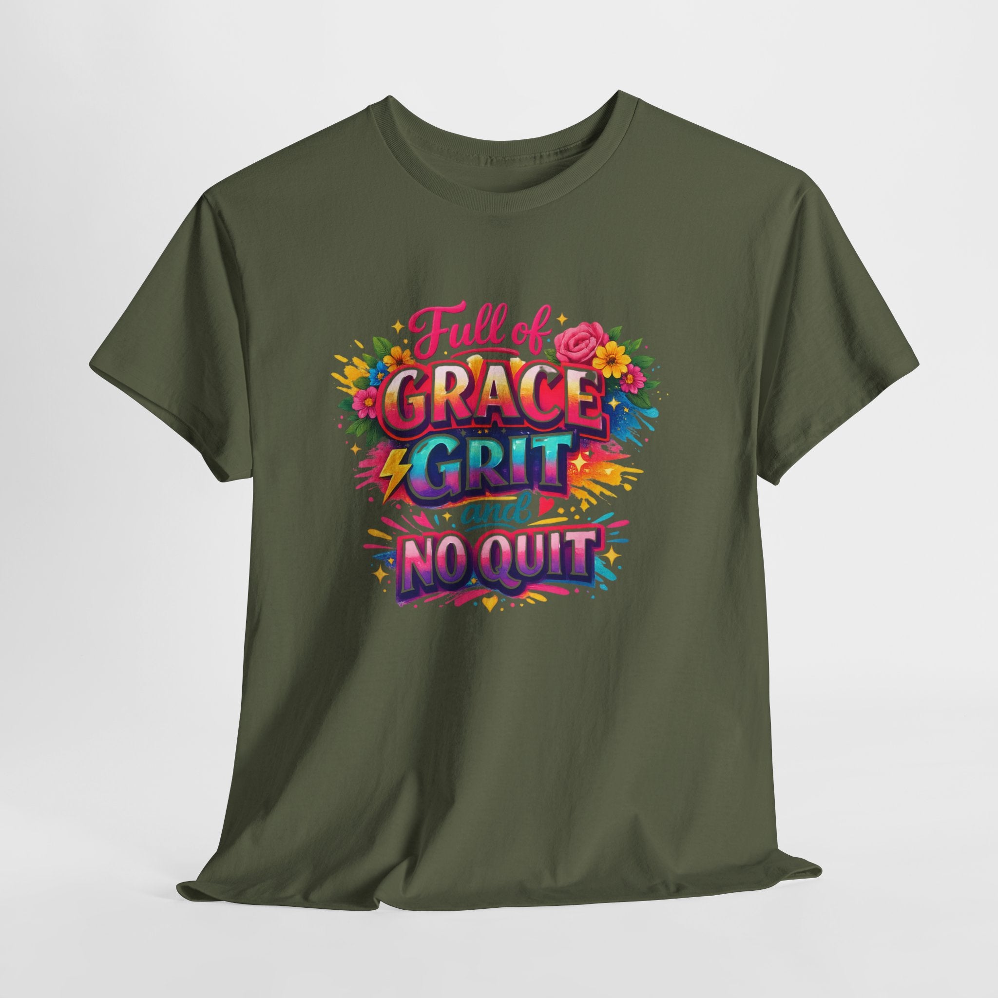 Full of Grace Grit and No Quit Christian Shirt – Inspirational Faith Women’s Tee – Motivational Christian Graphic Shirt