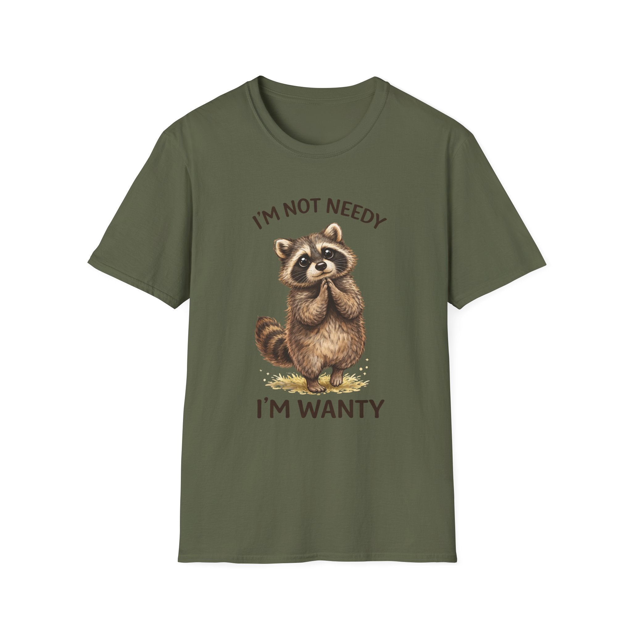 I’m Not Needy I’m Wanty Raccoon Shirt – Funny Cute Animal Graphic Tee for Women, Sarcastic Humor T-Shirt