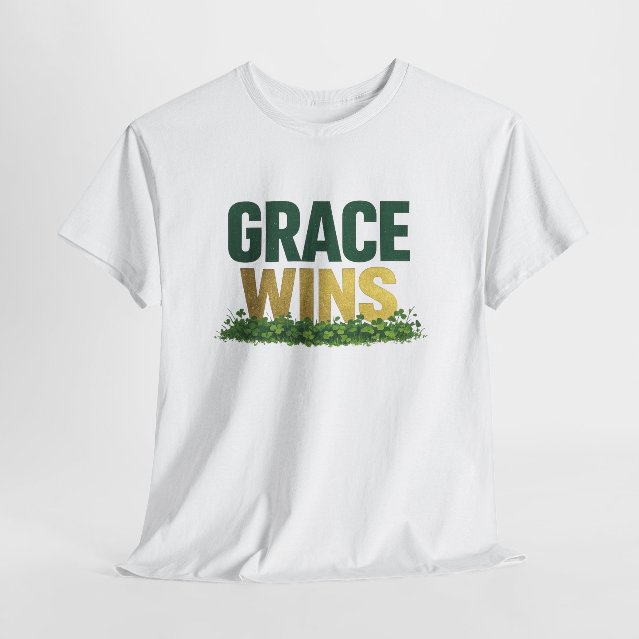 Grace Wins Shirt | Christian St. Patrick’s Day Shirt | Faith Over Luck T-Shirt | Christian Women’s Graphic Tee | Religious Inspirational Apparel