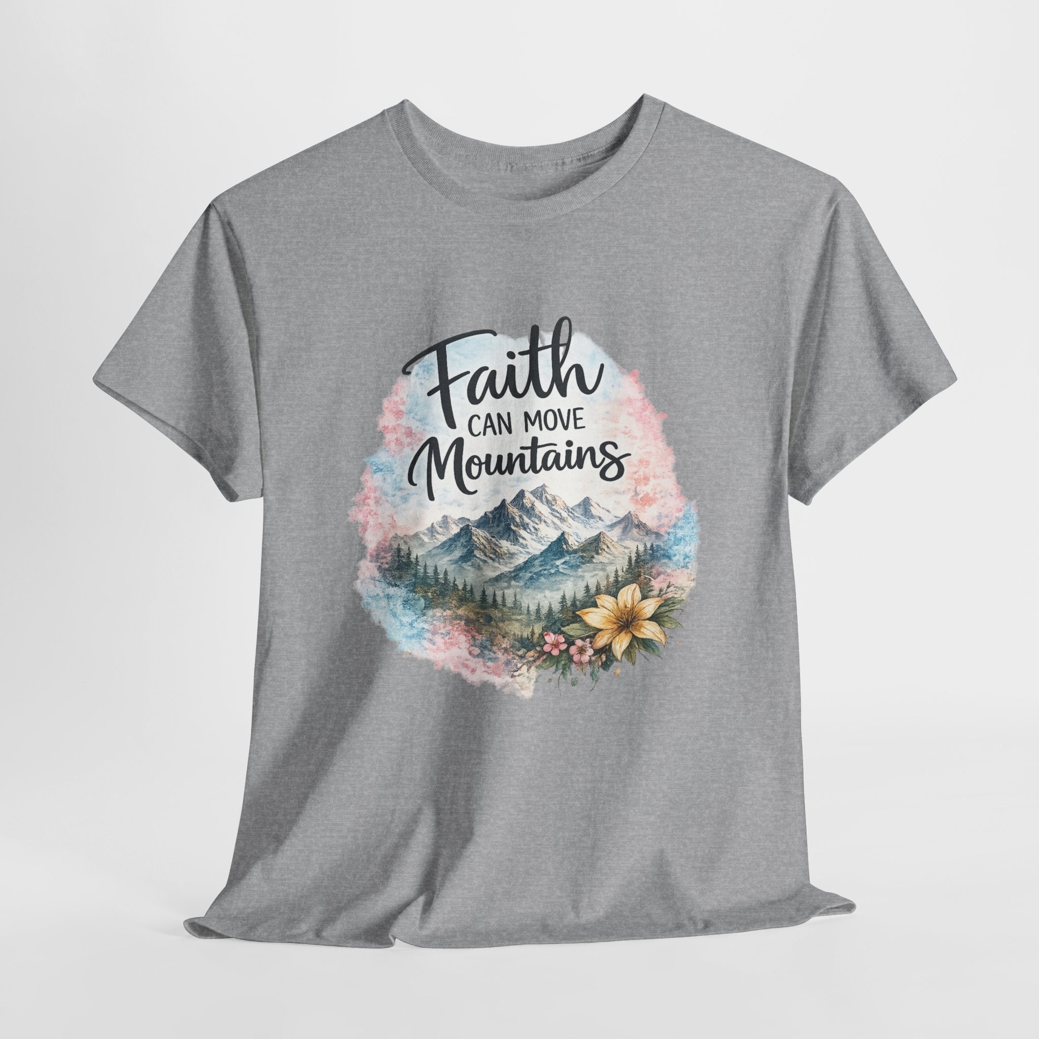 Faith Can Move Mountains Christian Shirt – Inspirational Faith Graphic Tee – Christian Encouragement Shirt