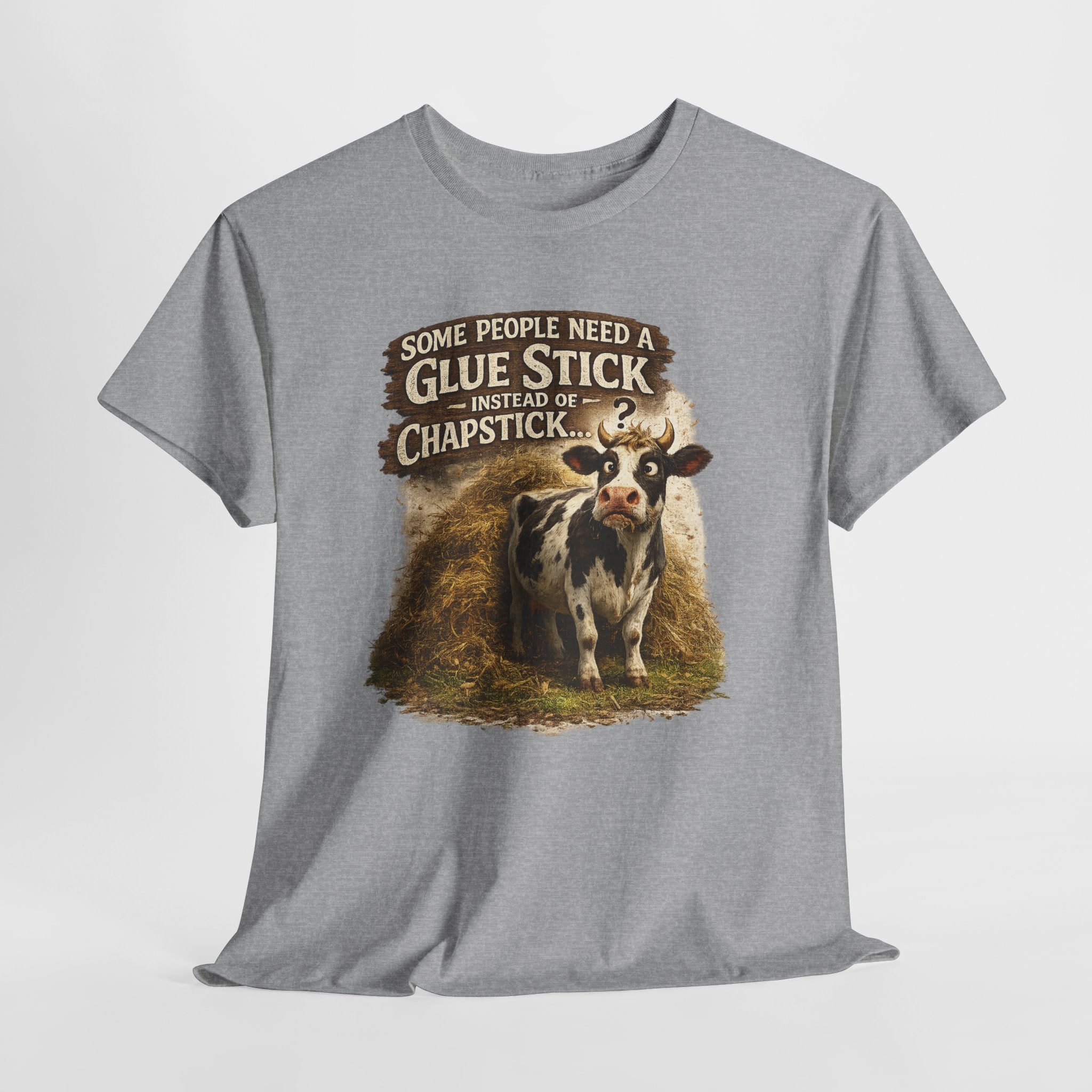Funny Cow Farm Shirt – “Some People Need a Glue Stick Instead of Chapstick” – Sarcastic Farm Humor T-Shirt – Country Life Graphic Tee Gift for Farmers