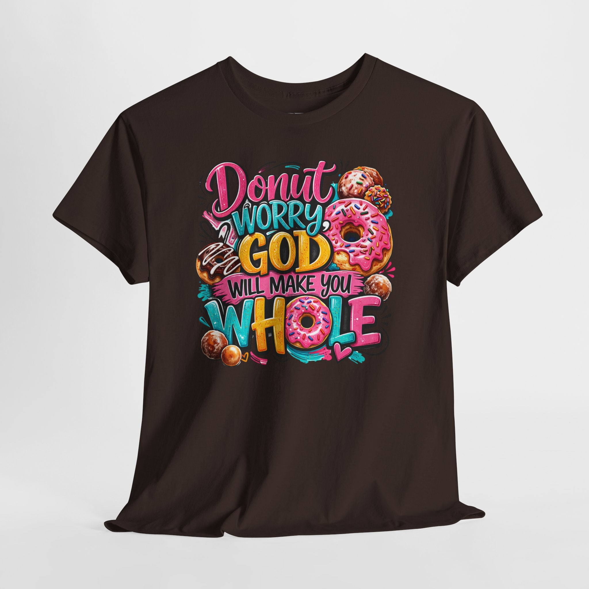 Donut Worry God Will Make You Whole Christian Shirt – Funny Faith Donut Tee – Cute Christian Humor Shirt for Women