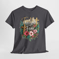 Faith Over Fear Christian Shirt – Floral Cross Faith Tee – Inspirational Christian Graphic Shirt for Women