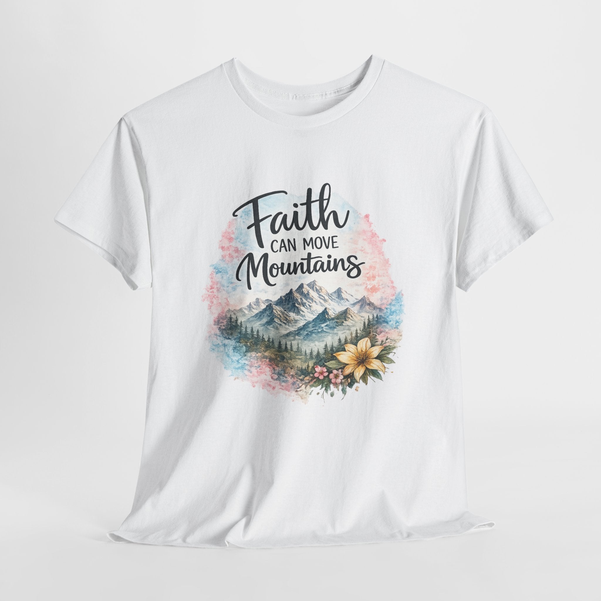 Faith Can Move Mountains Christian Shirt – Inspirational Faith Graphic Tee – Christian Encouragement Shirt