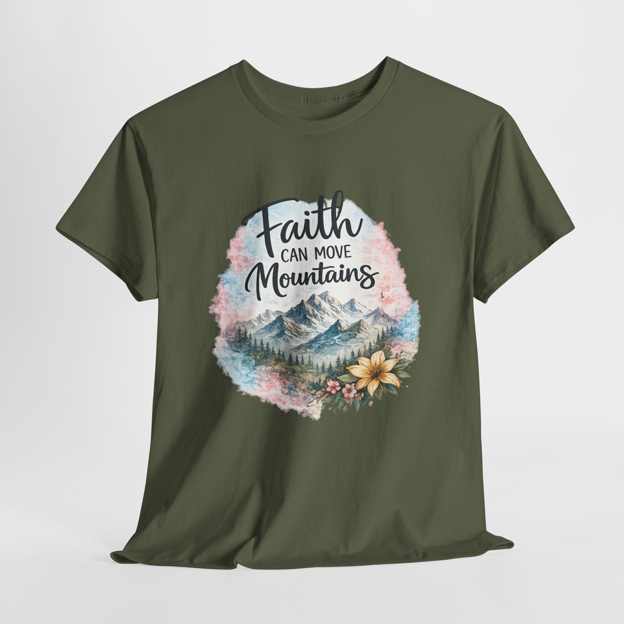 Faith Can Move Mountains Christian Shirt – Inspirational Faith Graphic Tee – Christian Encouragement Shirt