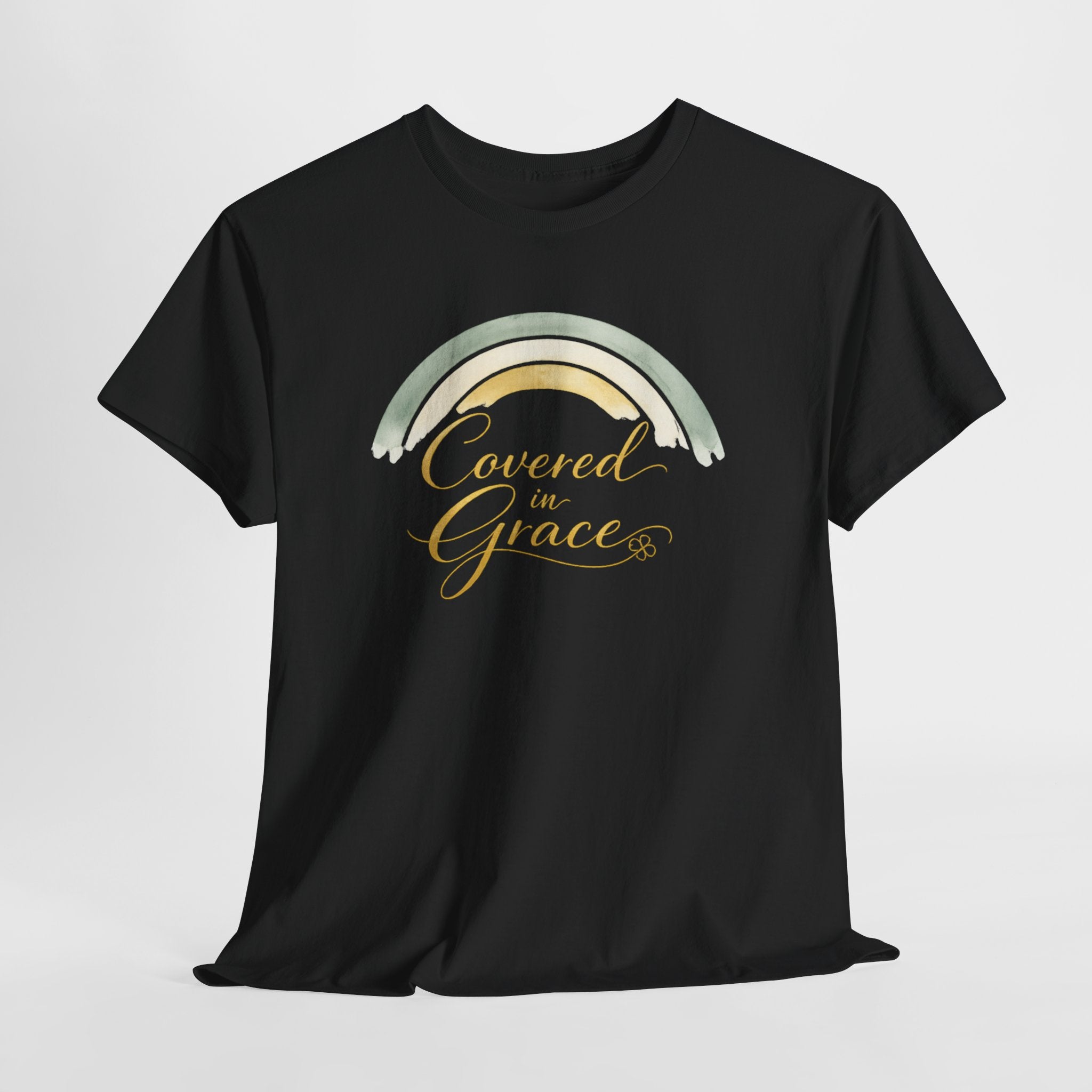 Covered in Grace Shirt | Christian Women’s T-Shirt | Faith Based Apparel | Inspirational Religious Tee | Emerald Green Gold Christian Gift