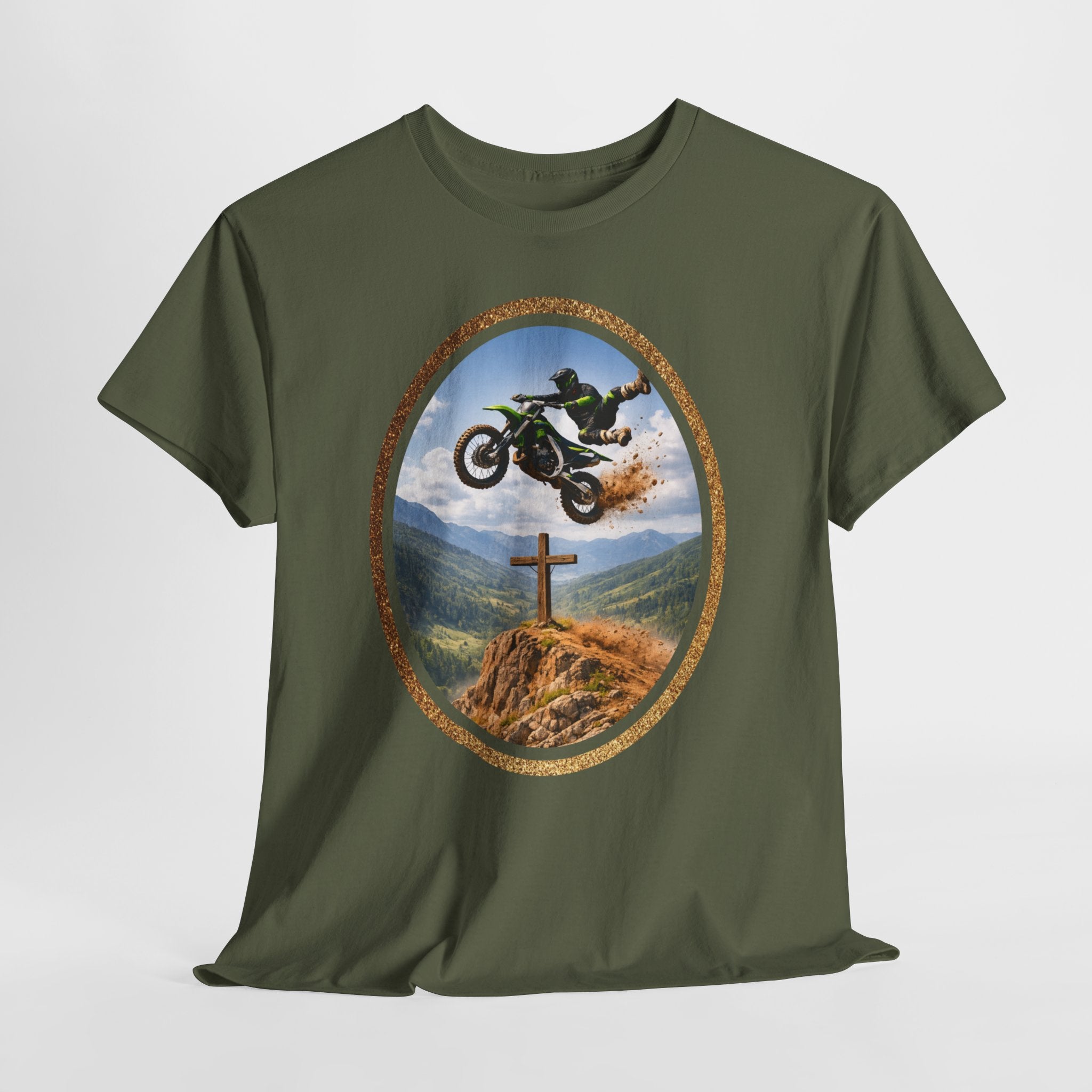 Motocross Faith Shirt – Dirt Bike Jump Over Cross Christian Rider T-Shirt