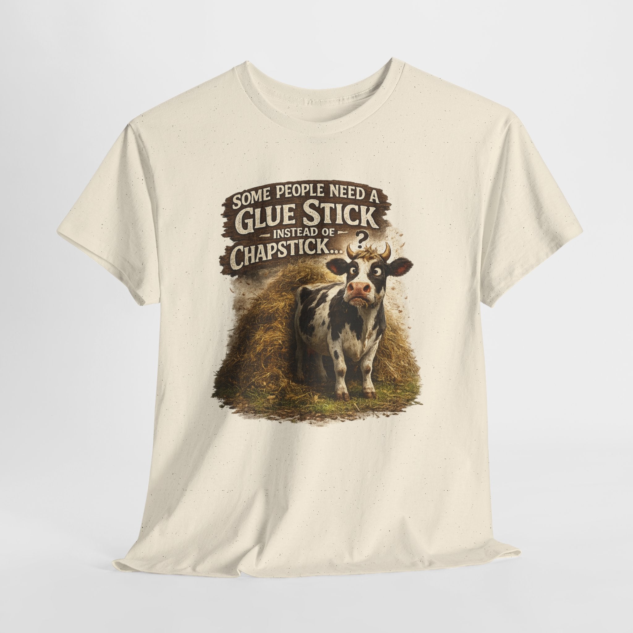 Funny Cow Farm Shirt – “Some People Need a Glue Stick Instead of Chapstick” – Sarcastic Farm Humor T-Shirt – Country Life Graphic Tee Gift for Farmers