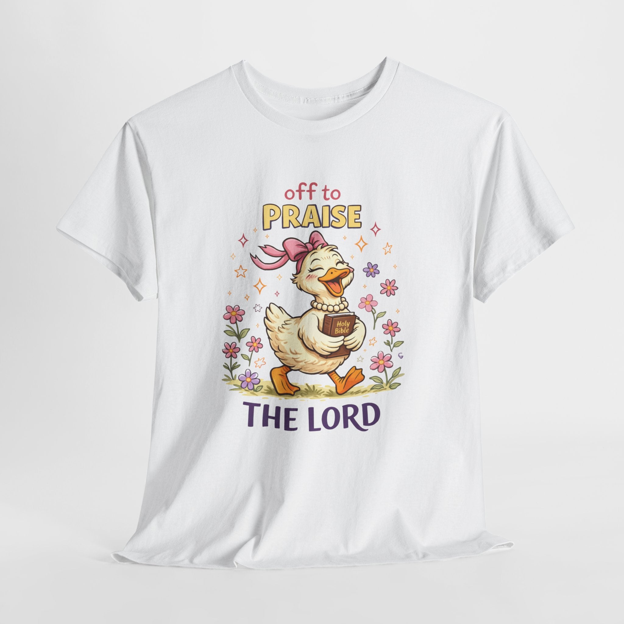 Off to Praise the Lord Duck Shirt – Cute Christian Faith Graphic Tee for Women, Church, Gospel & Bible Lovers