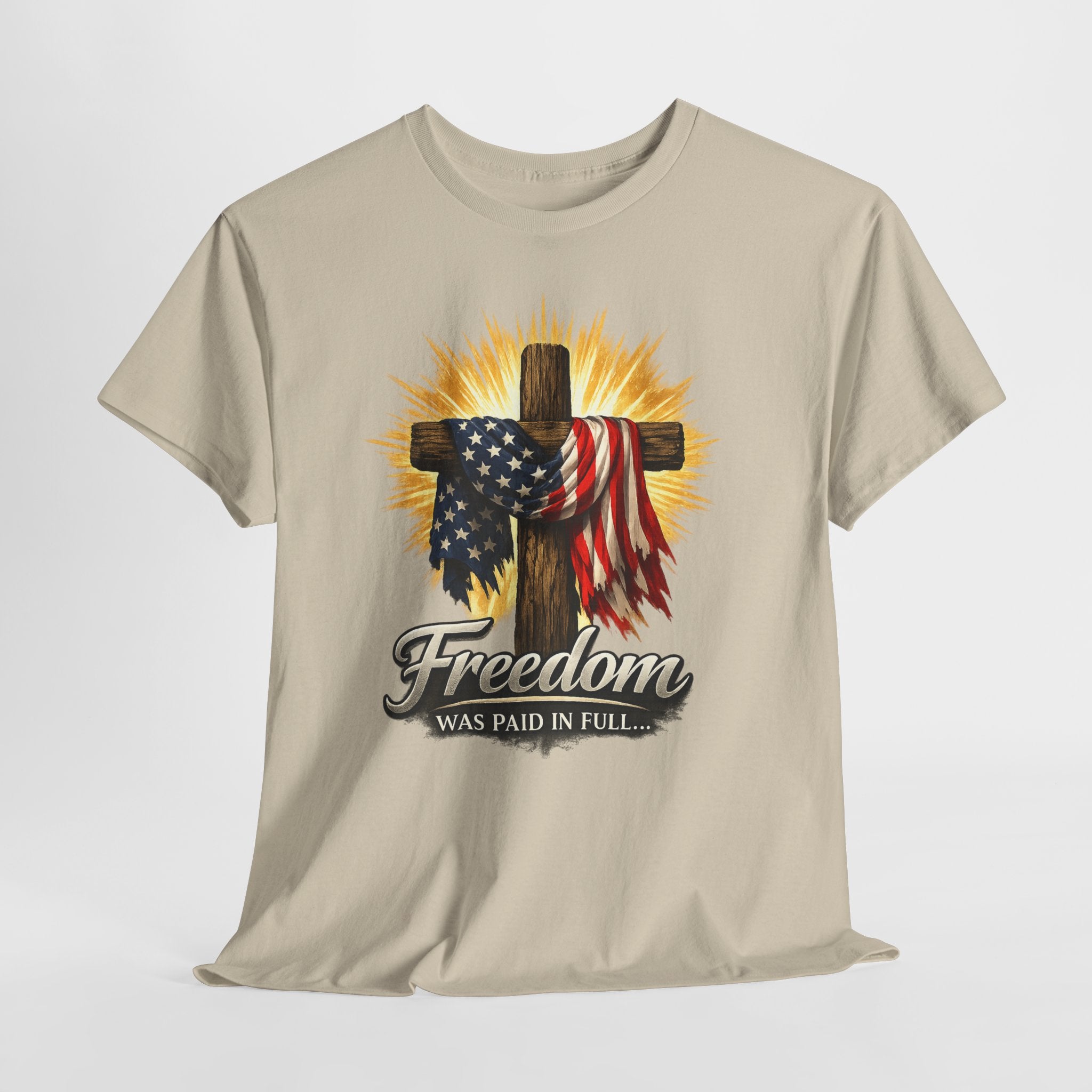 Freedom Was Paid in Full Christian Patriotic Shirt, Jesus Cross American Flag Tee, Faith Based 4th of July T-Shirt